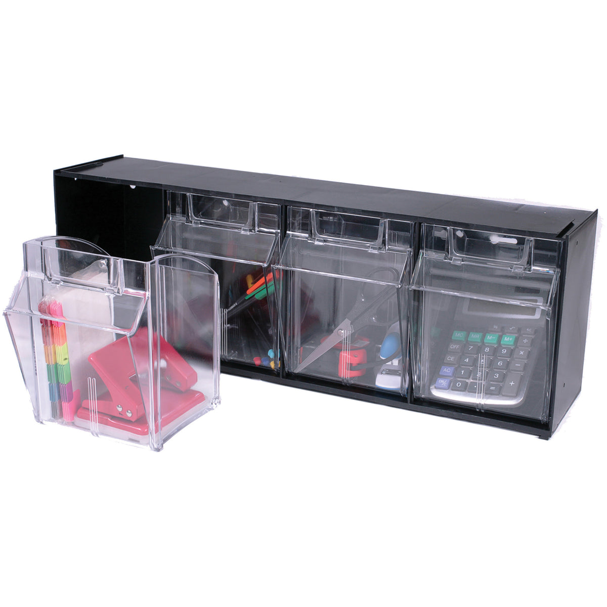Deflecto Tilt Bin Interlocking Multi-Bin Storage Organizer