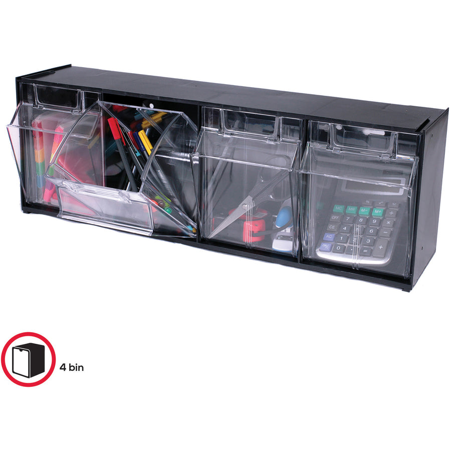Deflecto Tilt Bin Interlocking Multi-Bin Storage Organizer