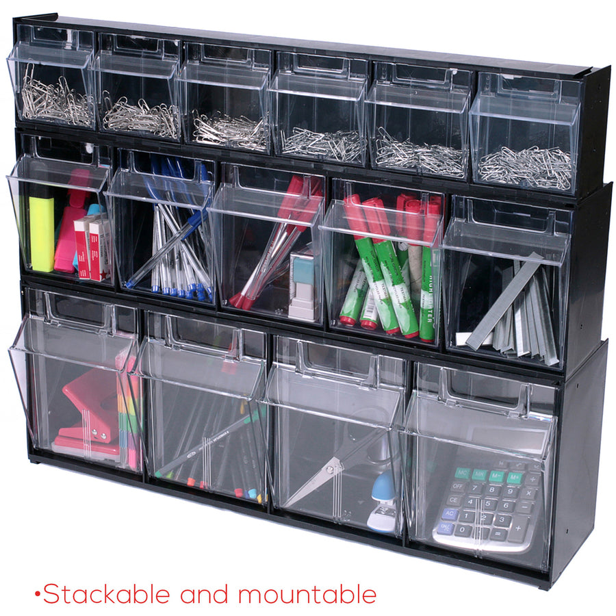 Deflecto Tilt Bin Interlocking Multi-Bin Storage Organizer
