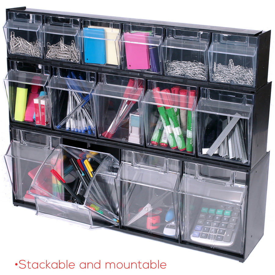 Deflecto Tilt Bin Interlocking Multi-Bin Storage Organizer