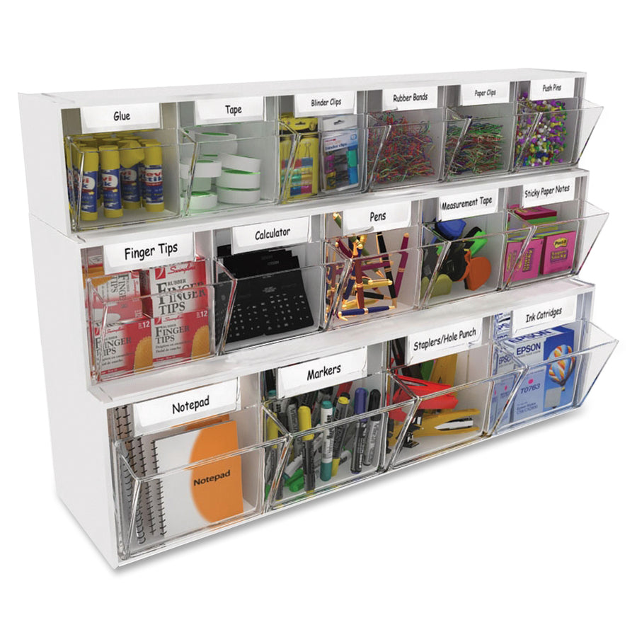 Deflecto Tilt Bin Interlocking Multi-Bin Storage Organizer