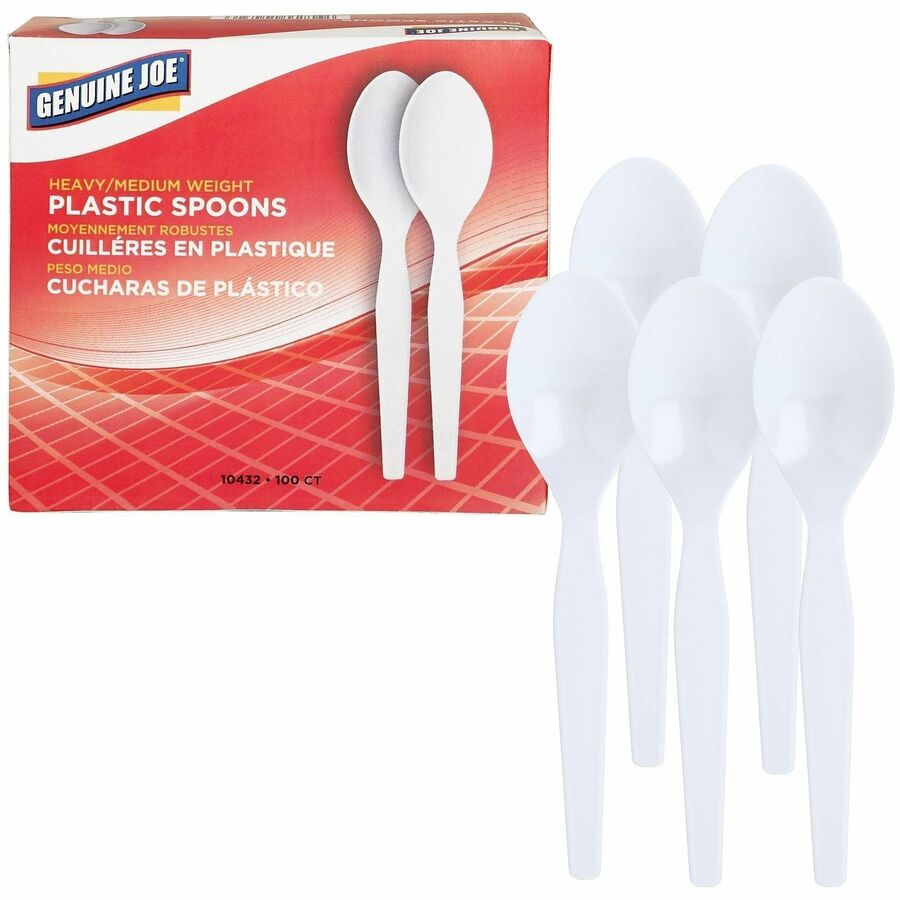 Genuine Joe Medium-Heavyweight Plastic Spoons