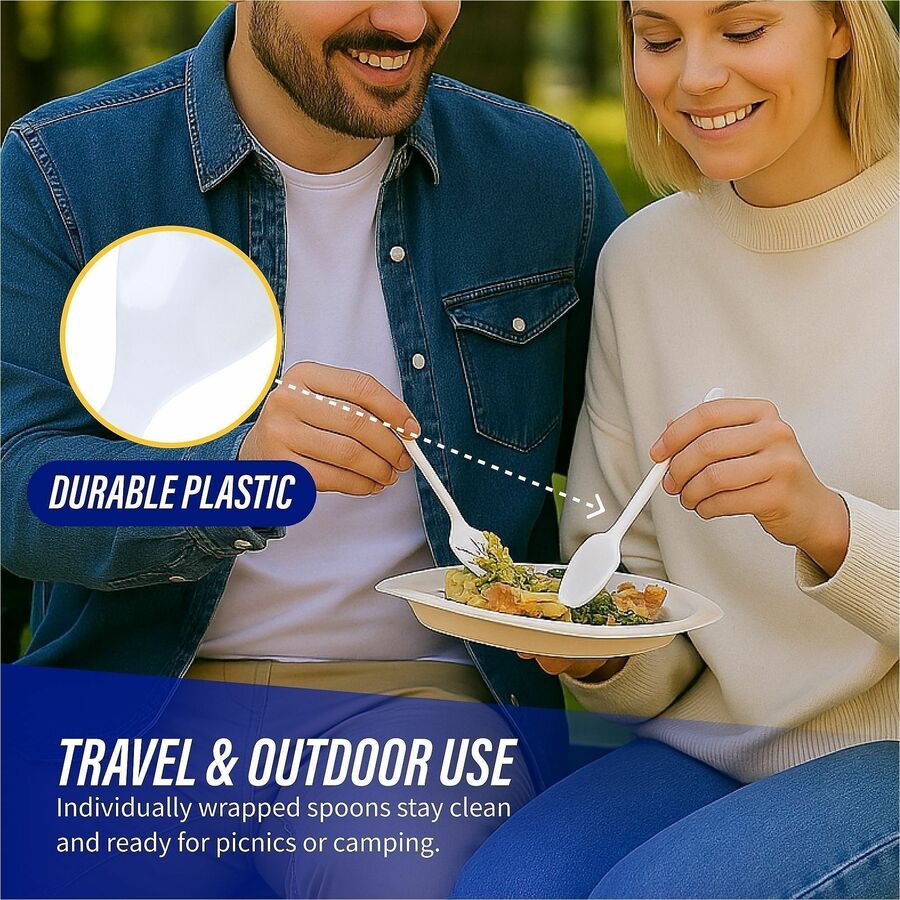 Genuine Joe Medium-Heavyweight Plastic Spoons