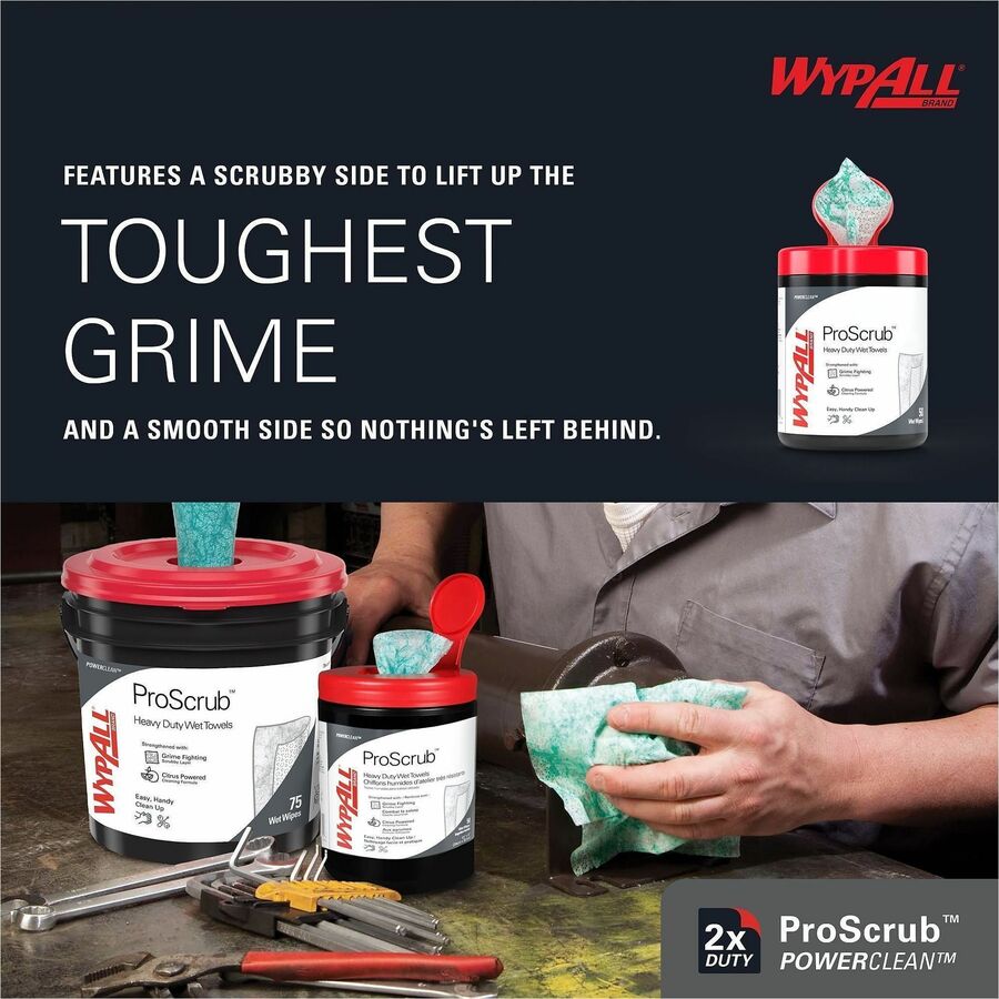 Wypall PowerClean ProScrub Heavy Duty Wet Towels