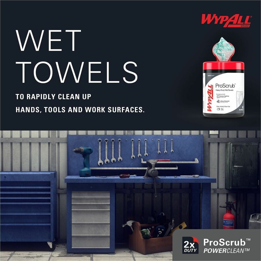 Wypall PowerClean ProScrub Heavy Duty Wet Towels