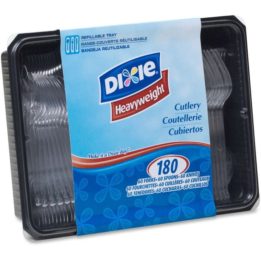 Dixie Heavyweight Disposable Forks, Knives & Teaspoons Keeper Pack Grab-N-Go by GP Pro
