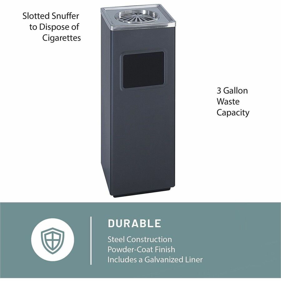 Safco Sandless Square Ash Urn/Trash Receptacle