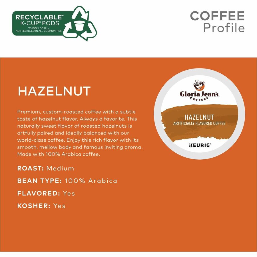 Gloria Jean's K-Cup, Pod Hazelnut Coffee