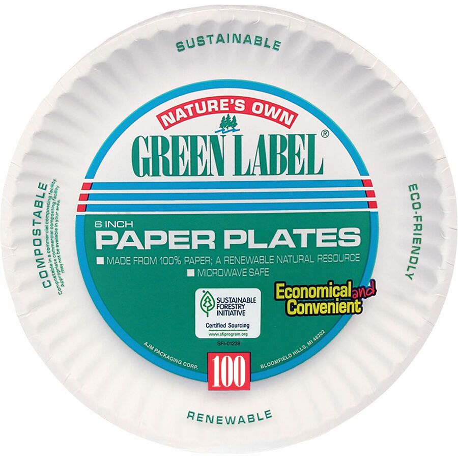 Green Label 6" Green Label Economy Paper Plates