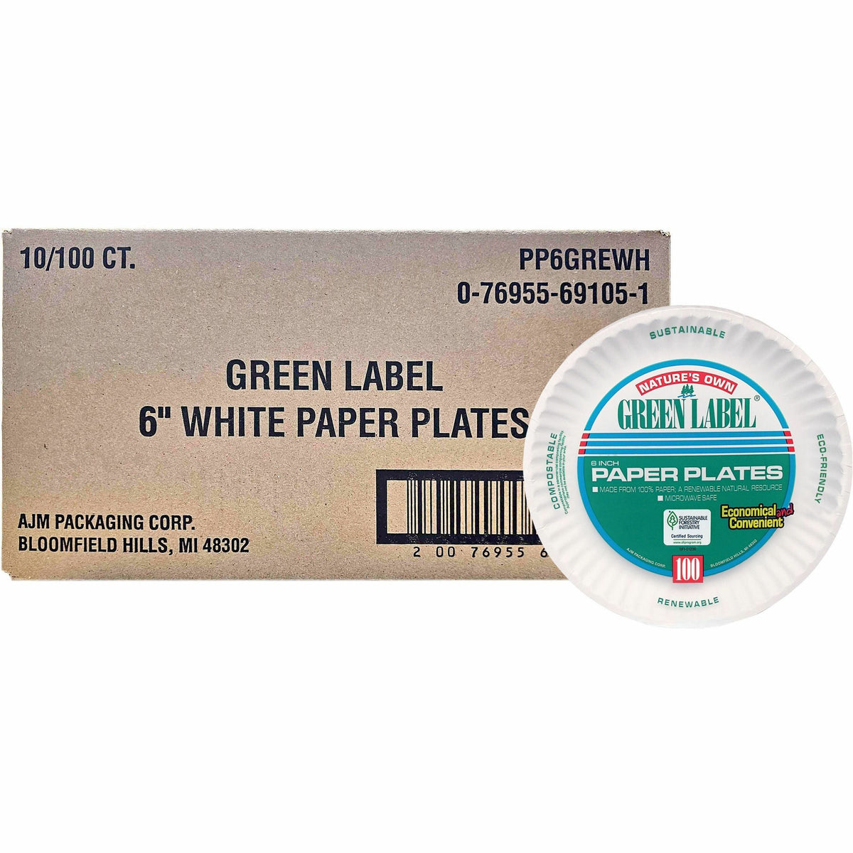 Green Label 6" Green Label Economy Paper Plates