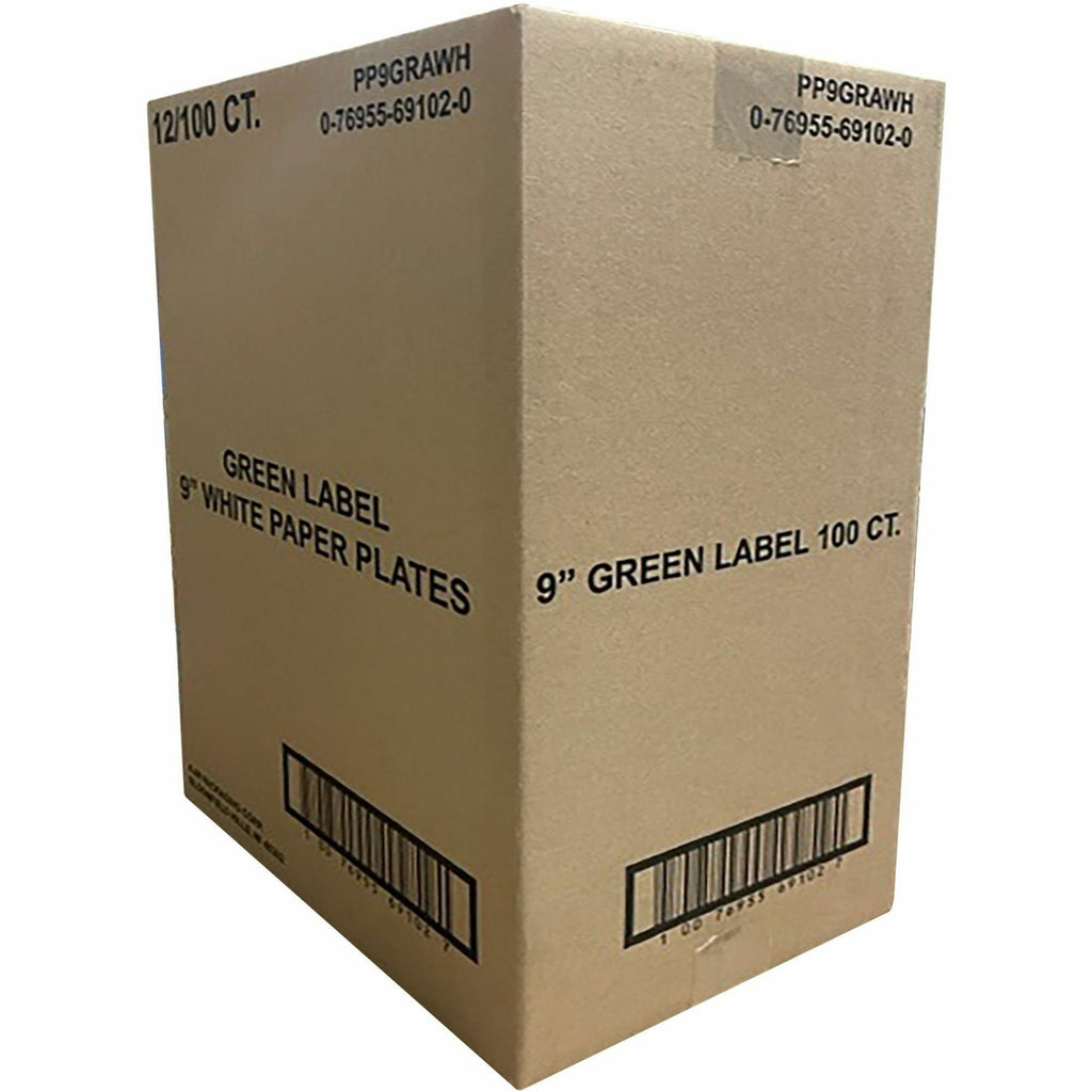 Green Label 9" Green Label Economy Paper Plates