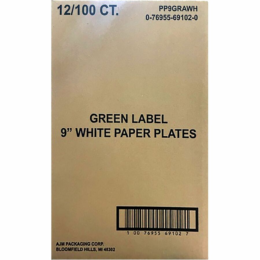 Green Label 9" Green Label Economy Paper Plates