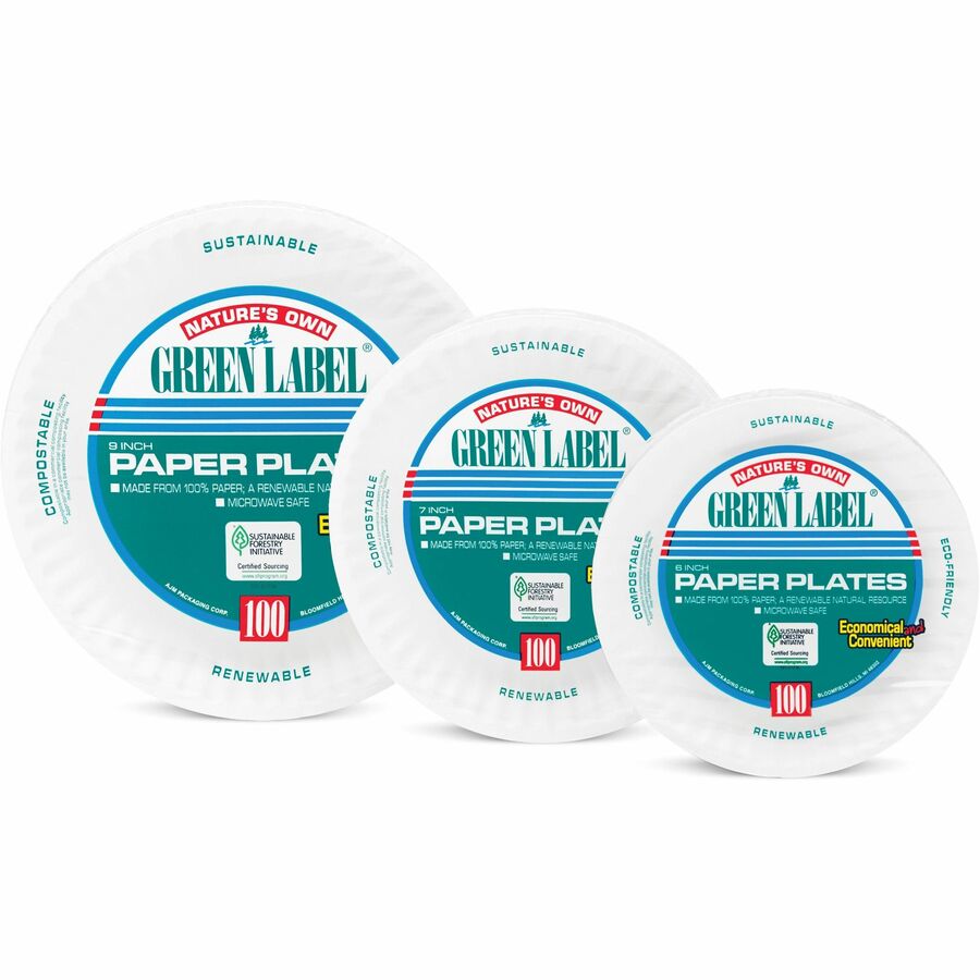 Green Label 9" Green Label Economy Paper Plates