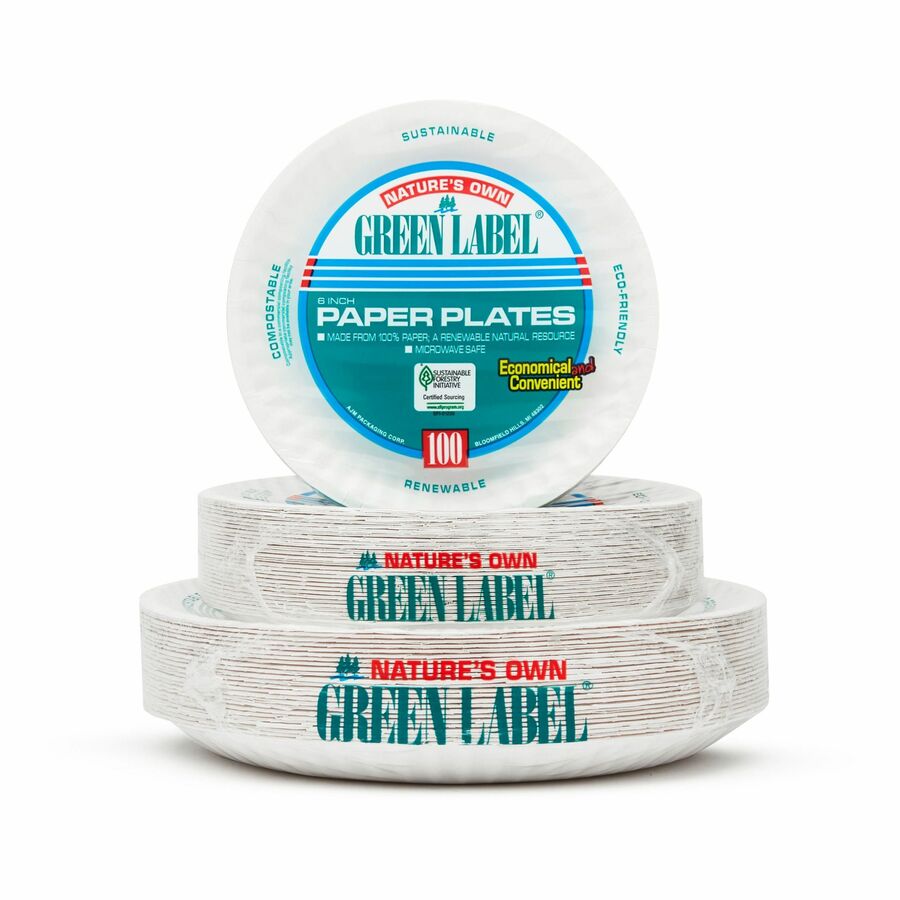 Green Label 9" Green Label Economy Paper Plates
