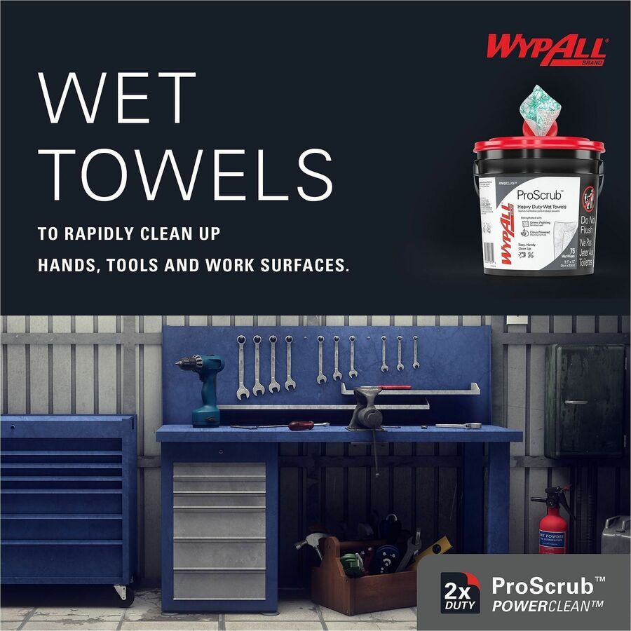 Wypall PowerClean ProScrub Heavy Duty Wet Towels