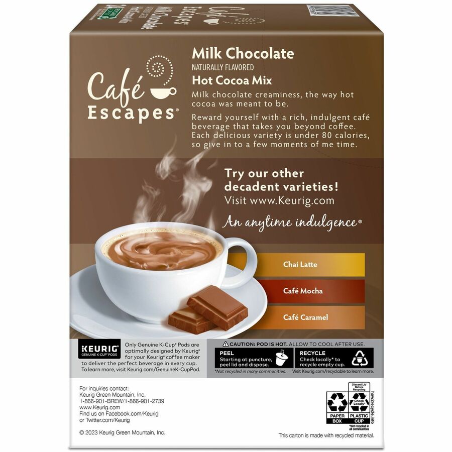 Café Escapes® K-Cup, Pod Milk Chocolate Hot Cocoa