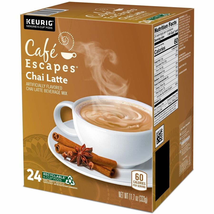 Café Escapes® Chai Latte Single-Serve K-Cup Pods, 24 Count Black Tea K-Cup