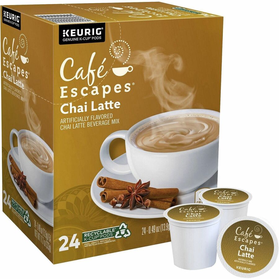 Café Escapes® Chai Latte Single-Serve K-Cup Pods, 24 Count Black Tea K-Cup