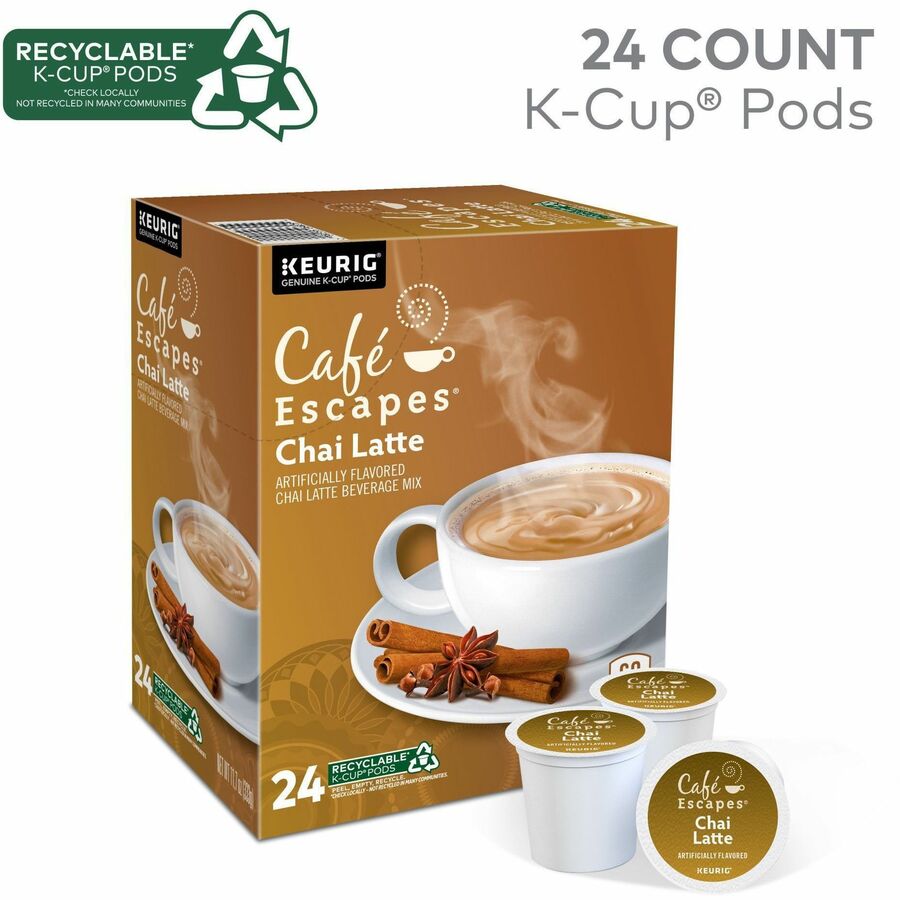 Café Escapes® Chai Latte Single-Serve K-Cup Pods, 24 Count Black Tea K-Cup