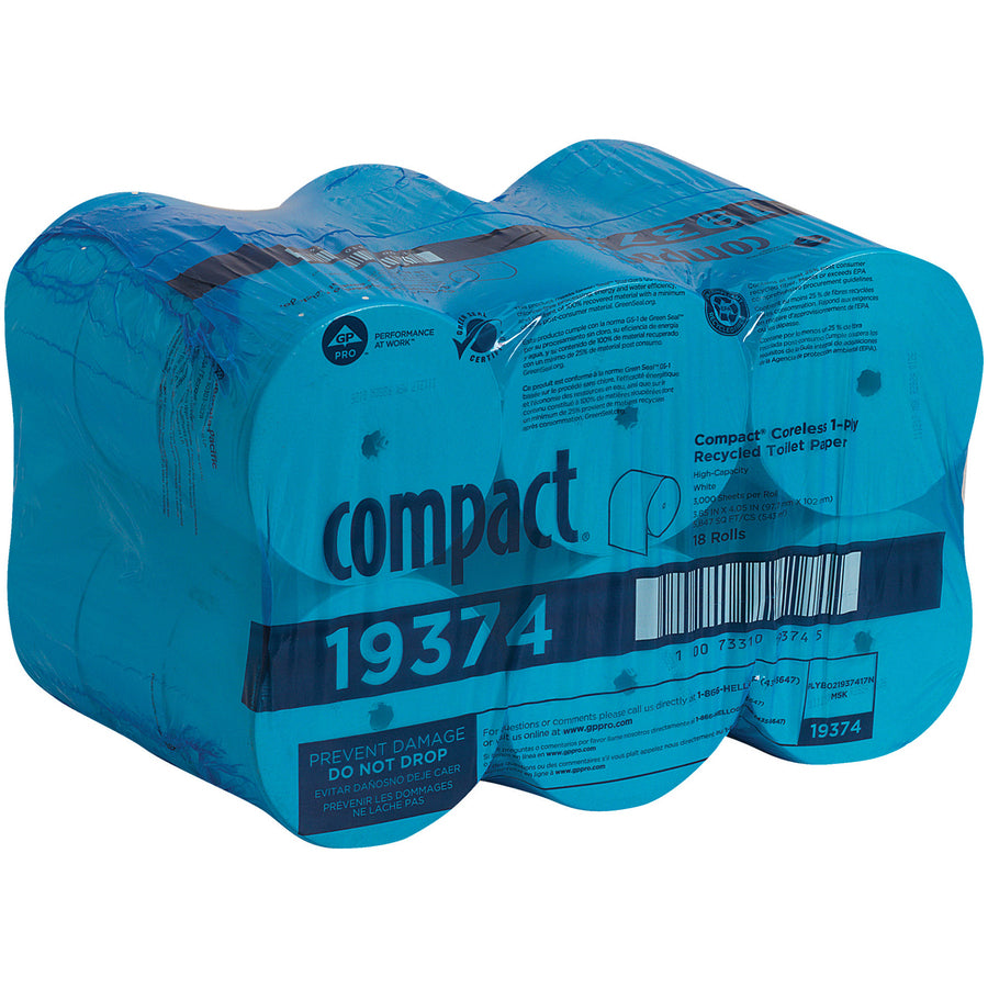 Compact Coreless Recycled Toilet Paper