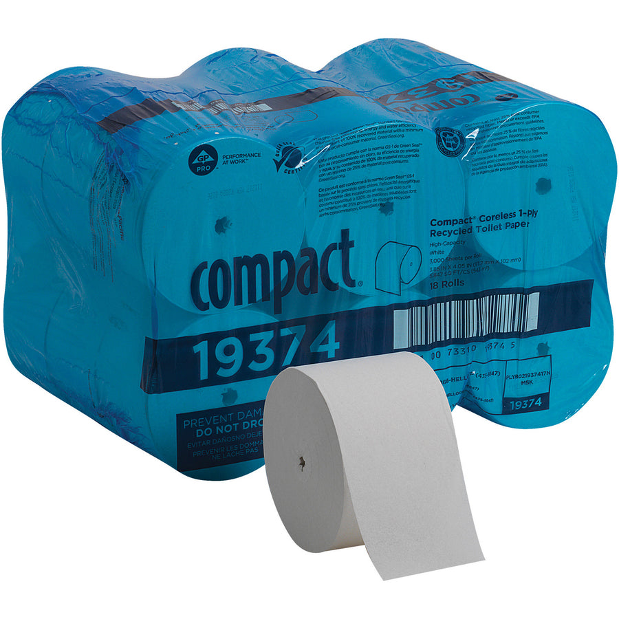 Compact Coreless Recycled Toilet Paper