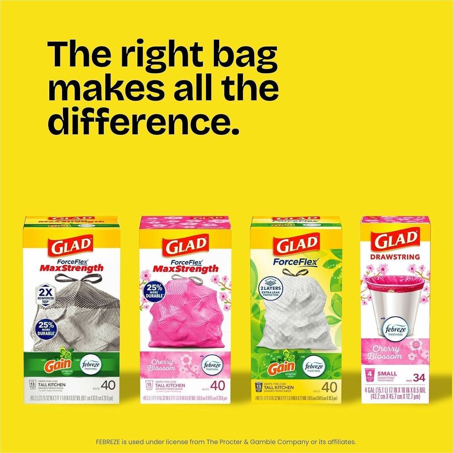 Glad ForceFlex Heavy-Duty Large Drawstring Trash Bags
