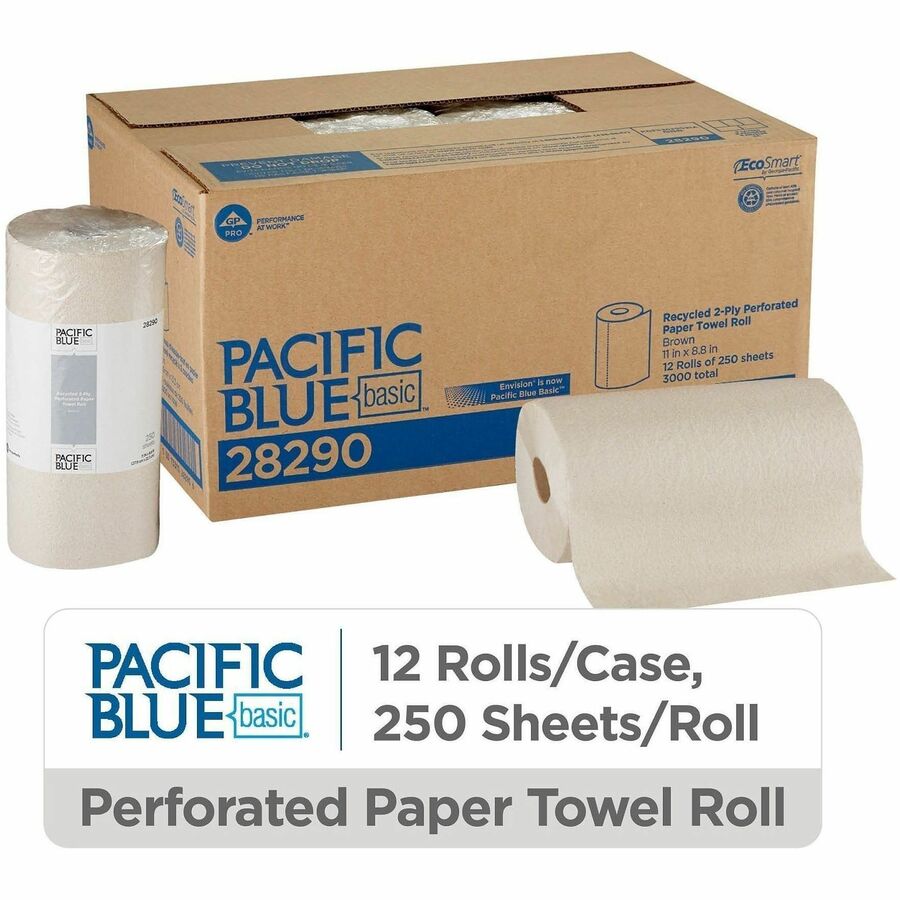 Pacific Blue Basic Recycled Perforated Paper Roll Towel