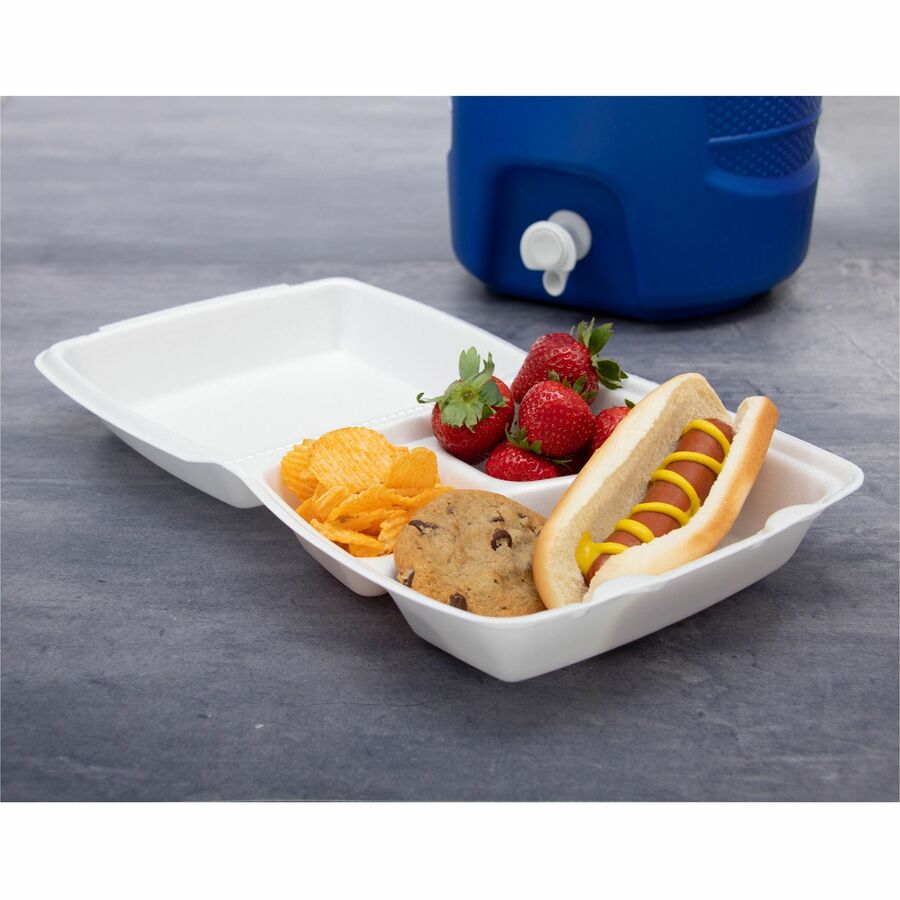 Dart 8-1/2" Triple-Compartment Foam Containers
