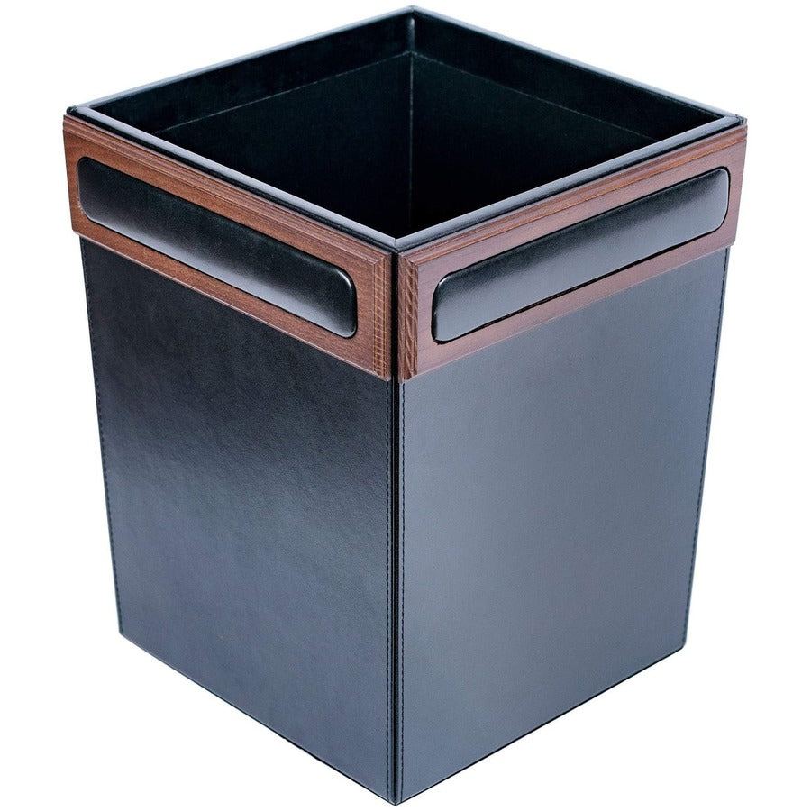 Dacasso Walnut & Leather Waste Basket