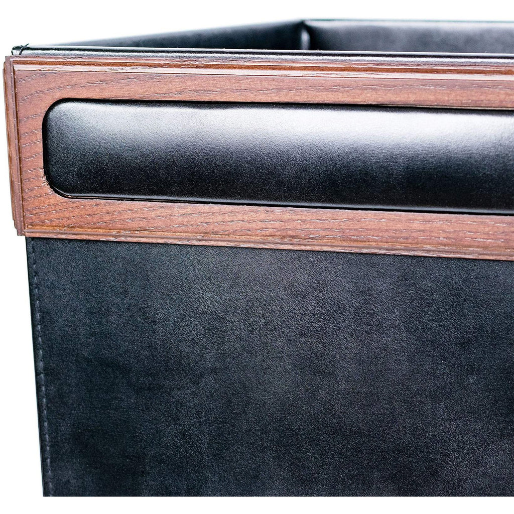 Dacasso Walnut & Leather Waste Basket