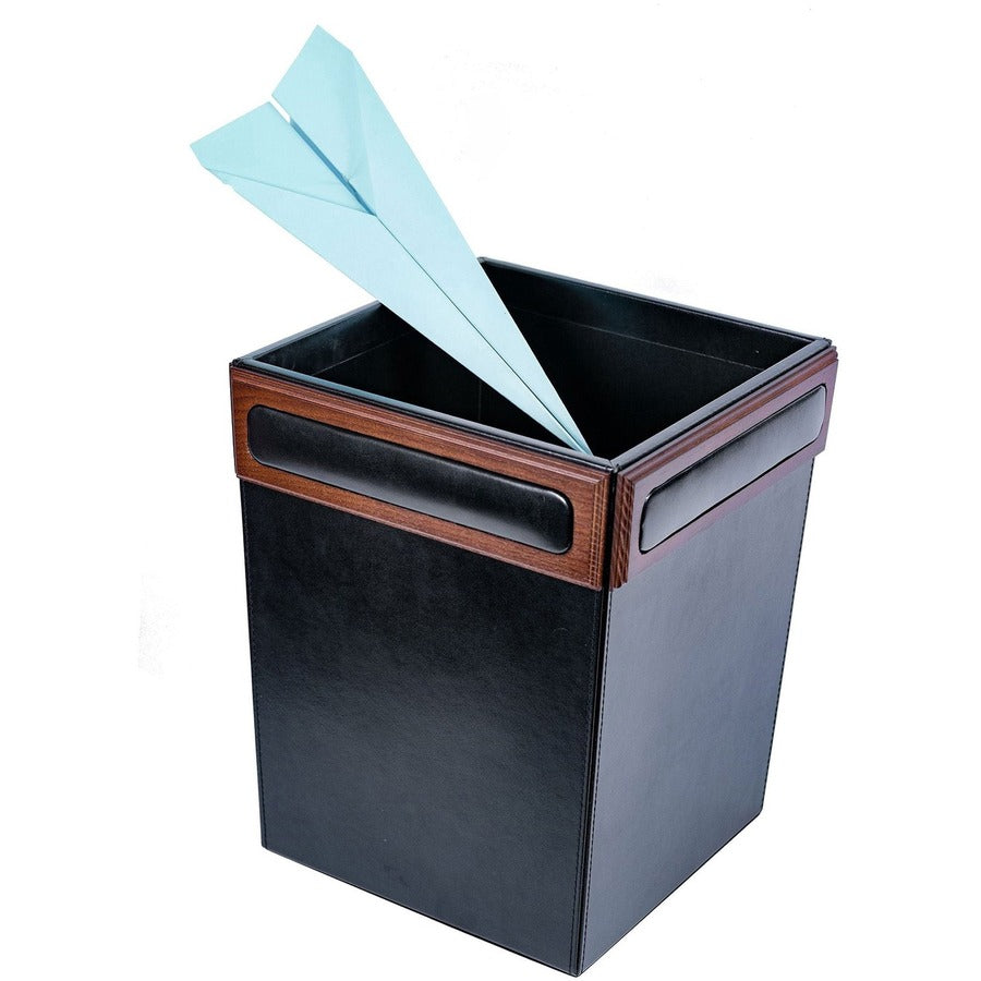 Dacasso Walnut & Leather Waste Basket