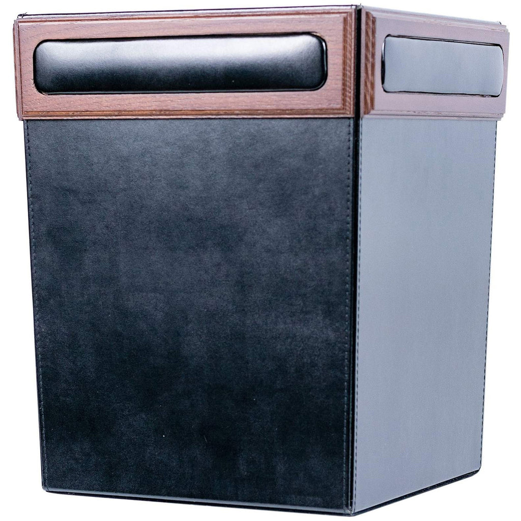 Dacasso Walnut & Leather Waste Basket