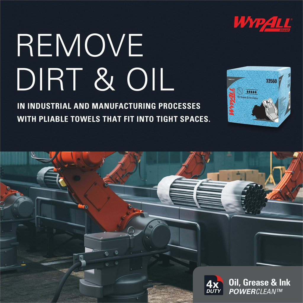 Wypall Oil, Grease & Ink Quarterfold Disposable Cloths