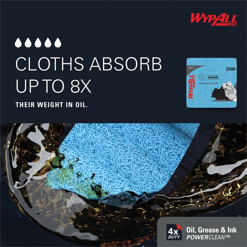 Wypall Oil, Grease & Ink Quarterfold Disposable Cloths