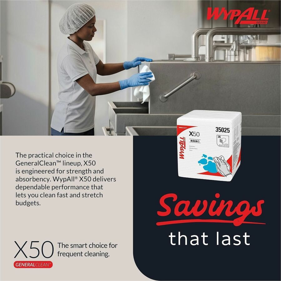 Wypall General Clean X50 Quarterfold Cleaning Cloths