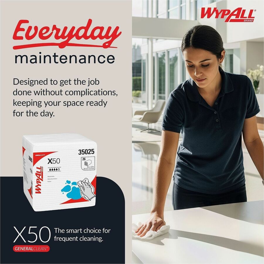 Wypall General Clean X50 Quarterfold Cleaning Cloths