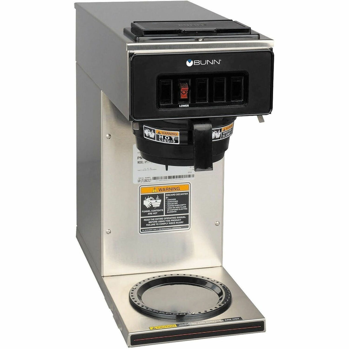 BUNN 12-Cup Low-Profile Pourover Coffee Brewer with 1 Warmer