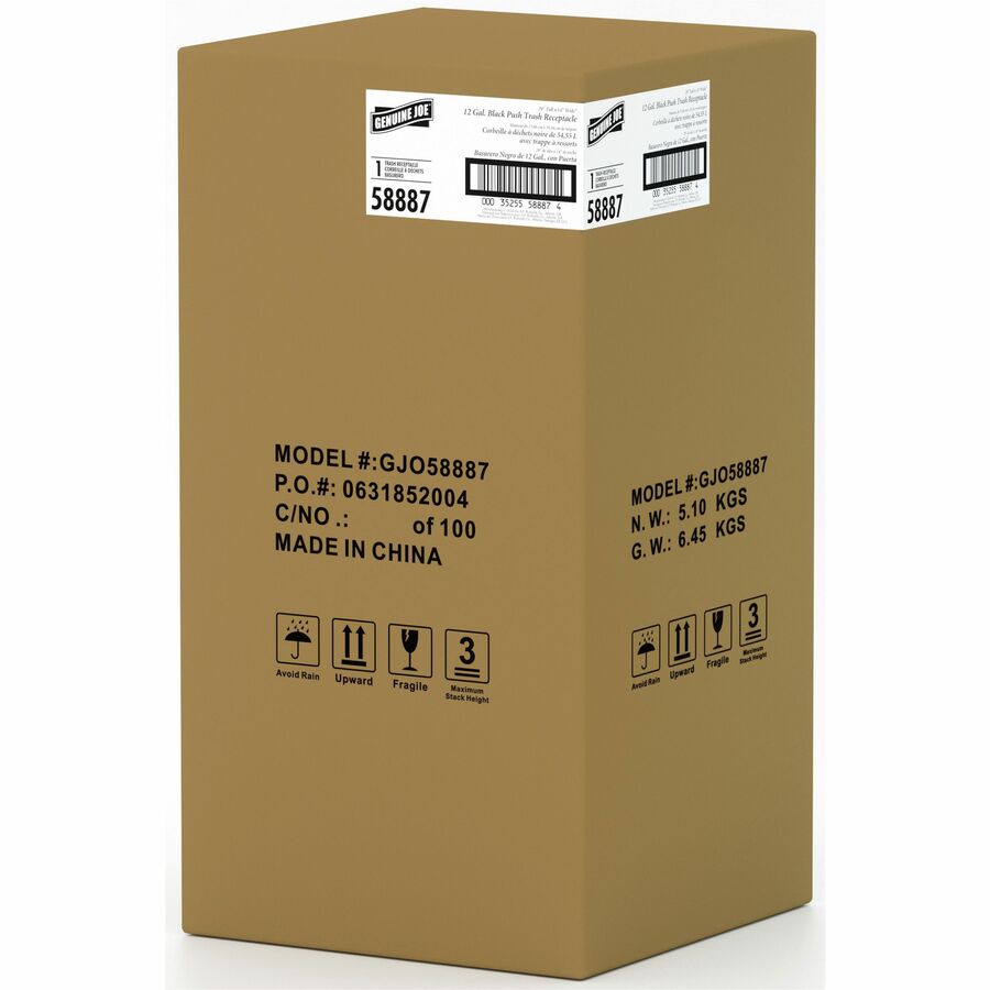 Genuine Joe Push Open Round Top Receptacle