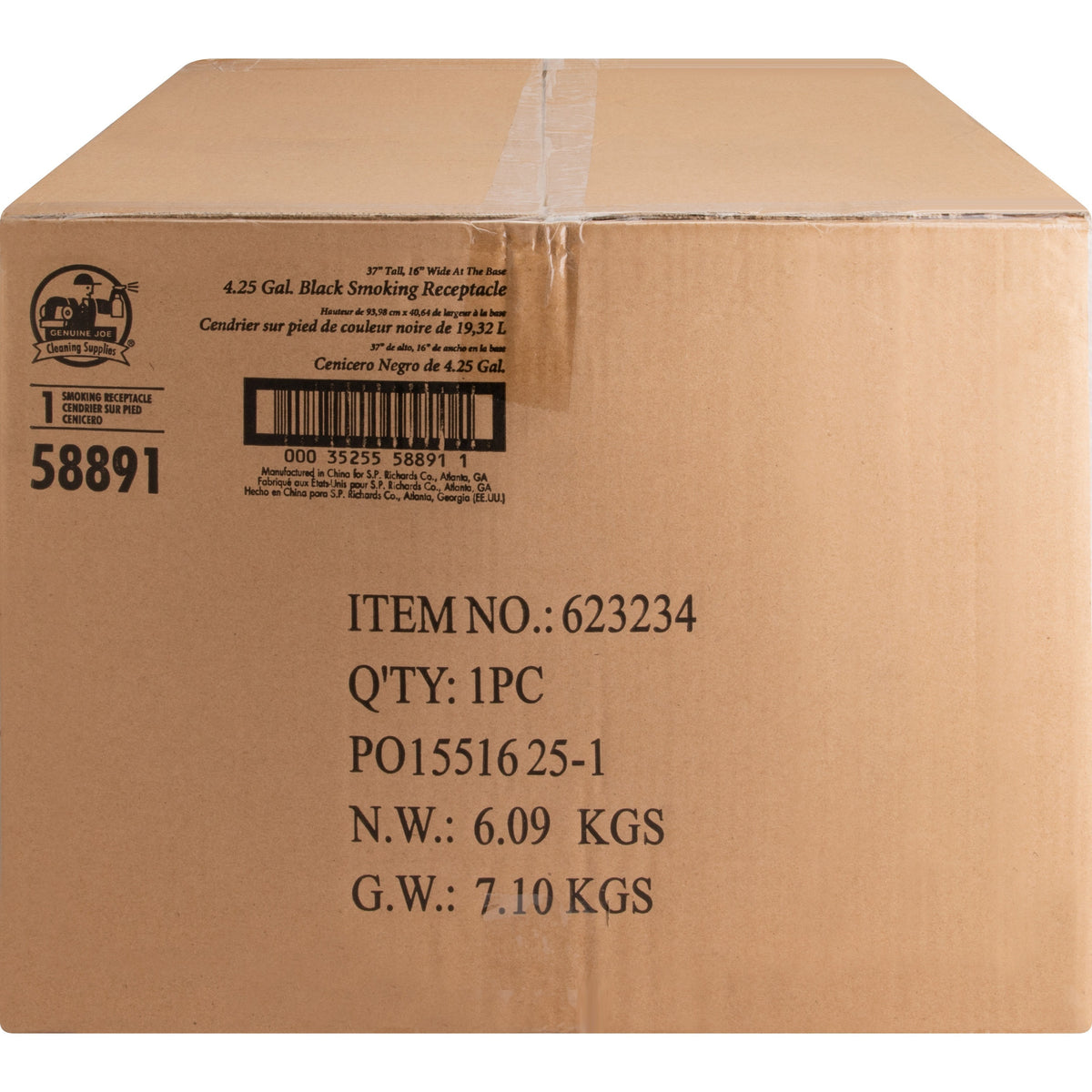 Genuine Joe 4.25 Gal Fire-safe Smoking Receptacle