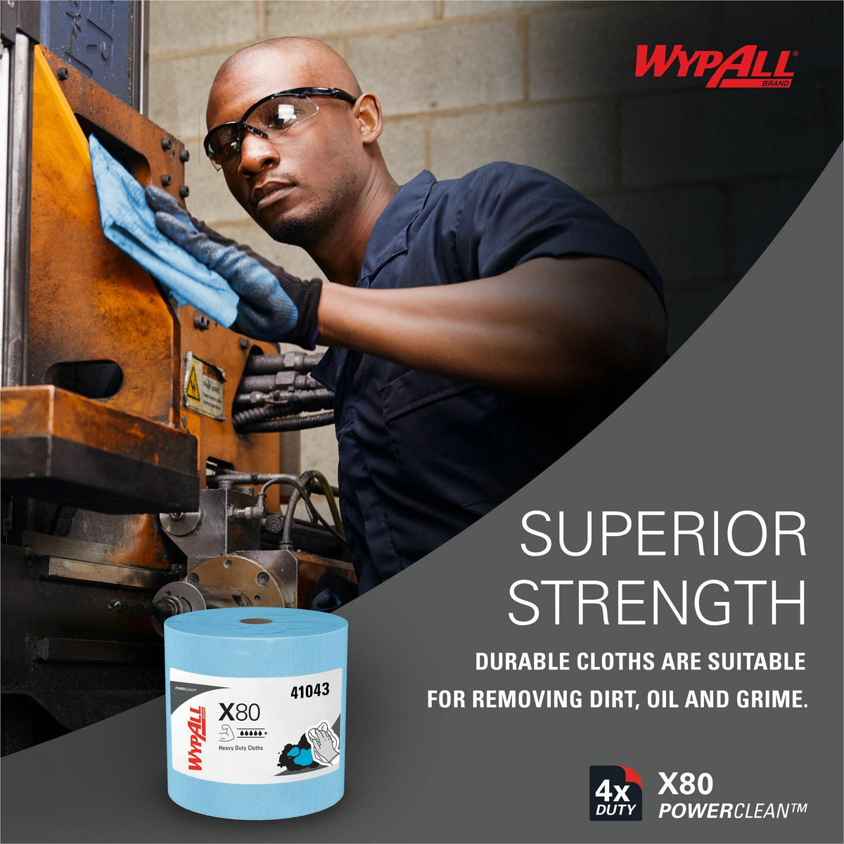 Wypall PowerClean X80 Heavy Duty Cloths Jumbo Roll