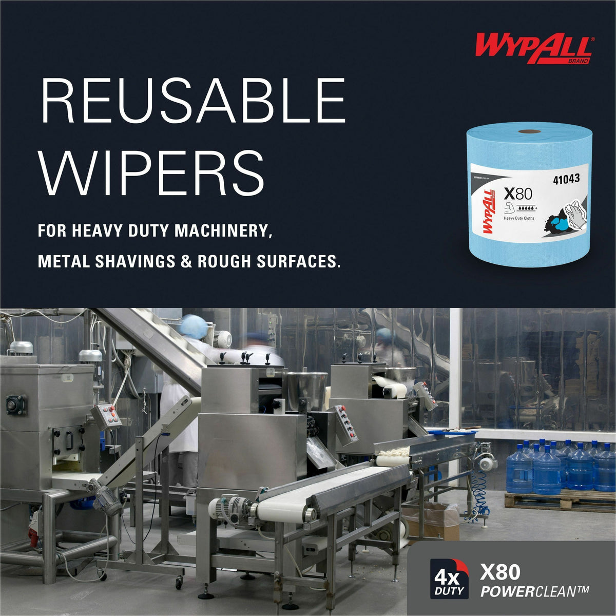 Wypall PowerClean X80 Heavy Duty Cloths Jumbo Roll