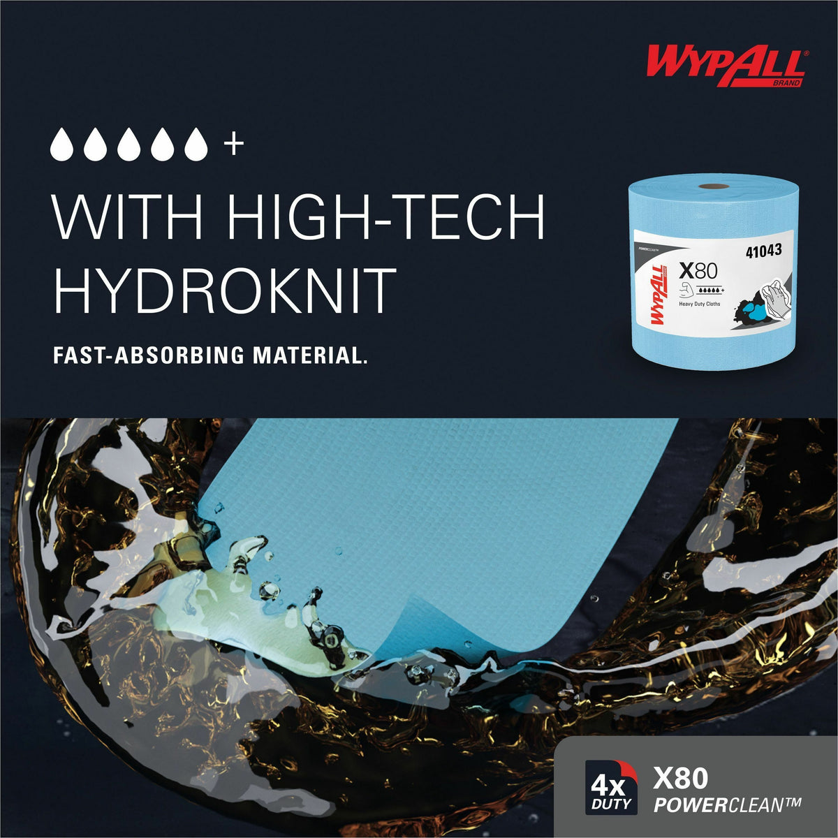 Wypall PowerClean X80 Heavy Duty Cloths Jumbo Roll