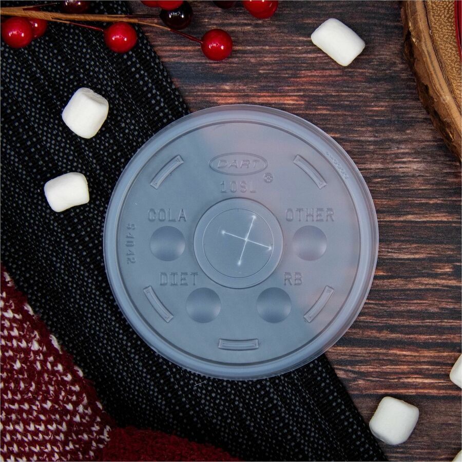 Dart 10 oz HIPS Plastic Straw-Slotted Lid - Translucent