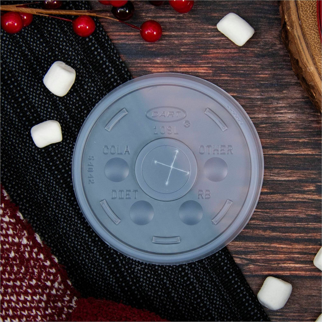 Dart 10 oz HIPS Plastic Straw-Slotted Lid - Translucent
