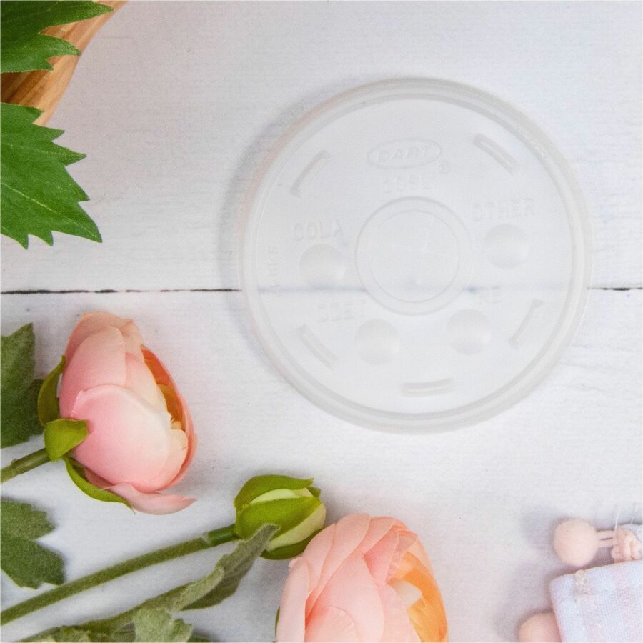 Dart 10 oz HIPS Plastic Straw-Slotted Lid - Translucent