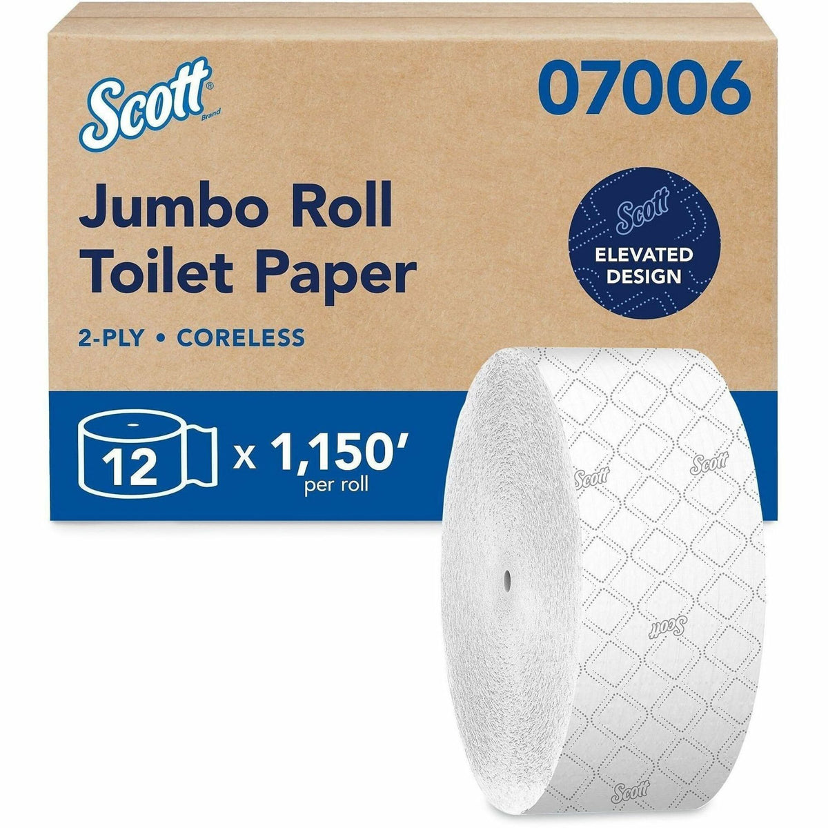 Scott Coreless High-Capacity Jumbo Roll Toilet Paper with Elevated Design