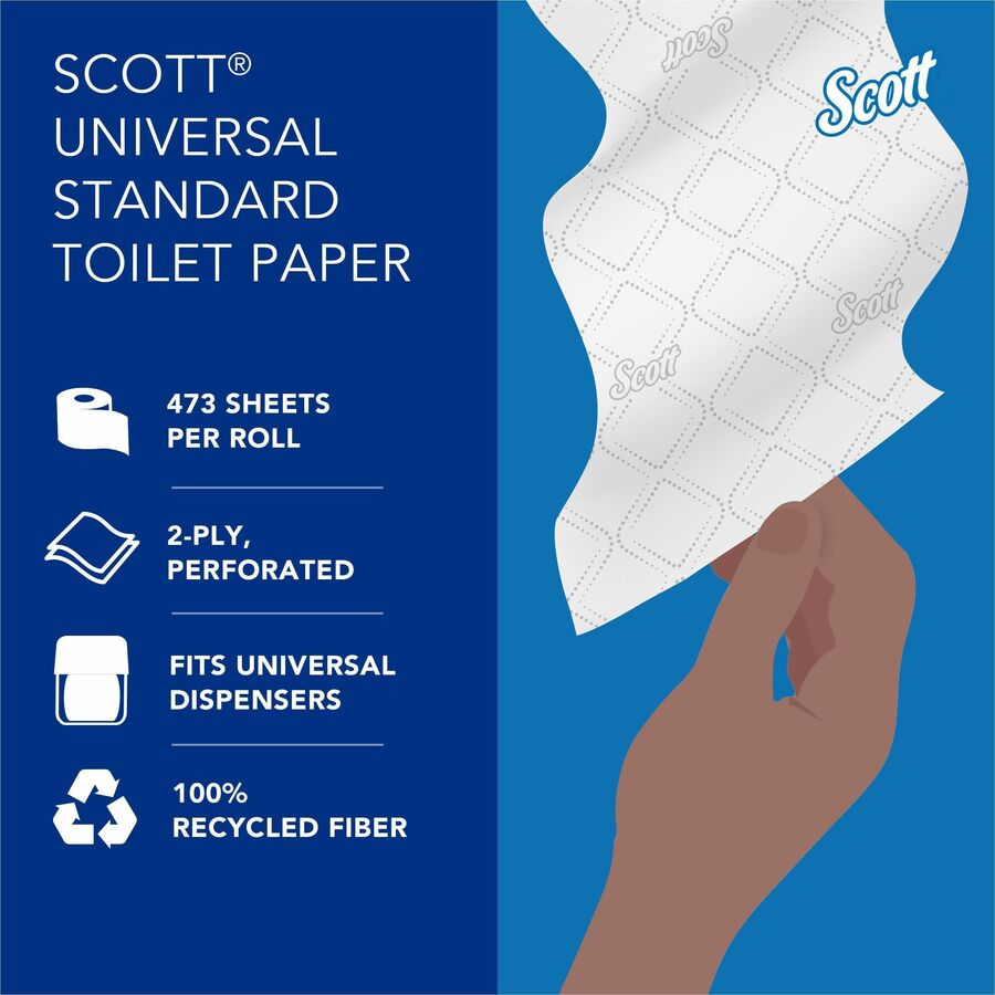 Scott Professional 100% Recycled Fiber Standard Roll Toilet Paper with Elevated Design