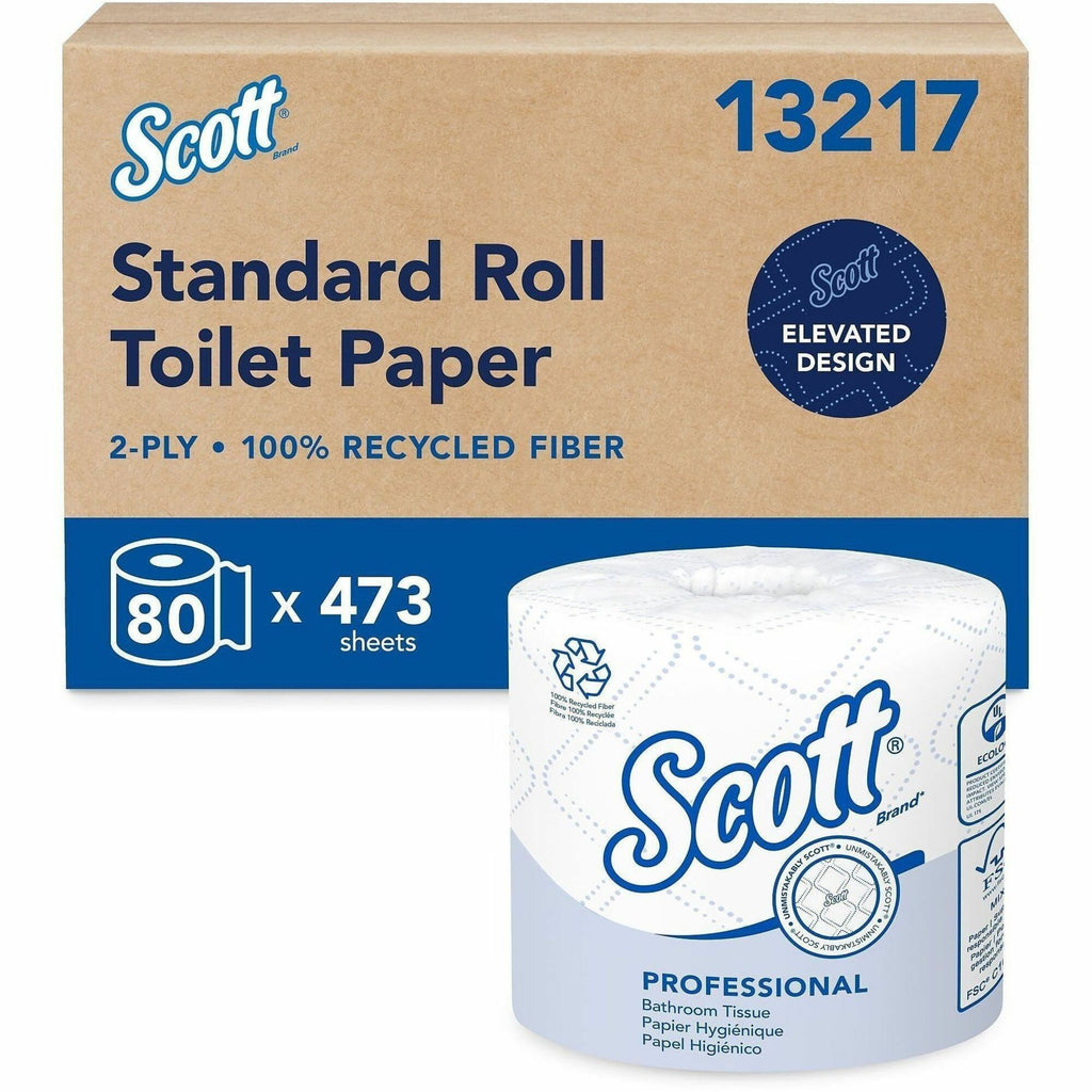 Scott Professional 100% Recycled Fiber Standard Roll Toilet Paper with Elevated Design