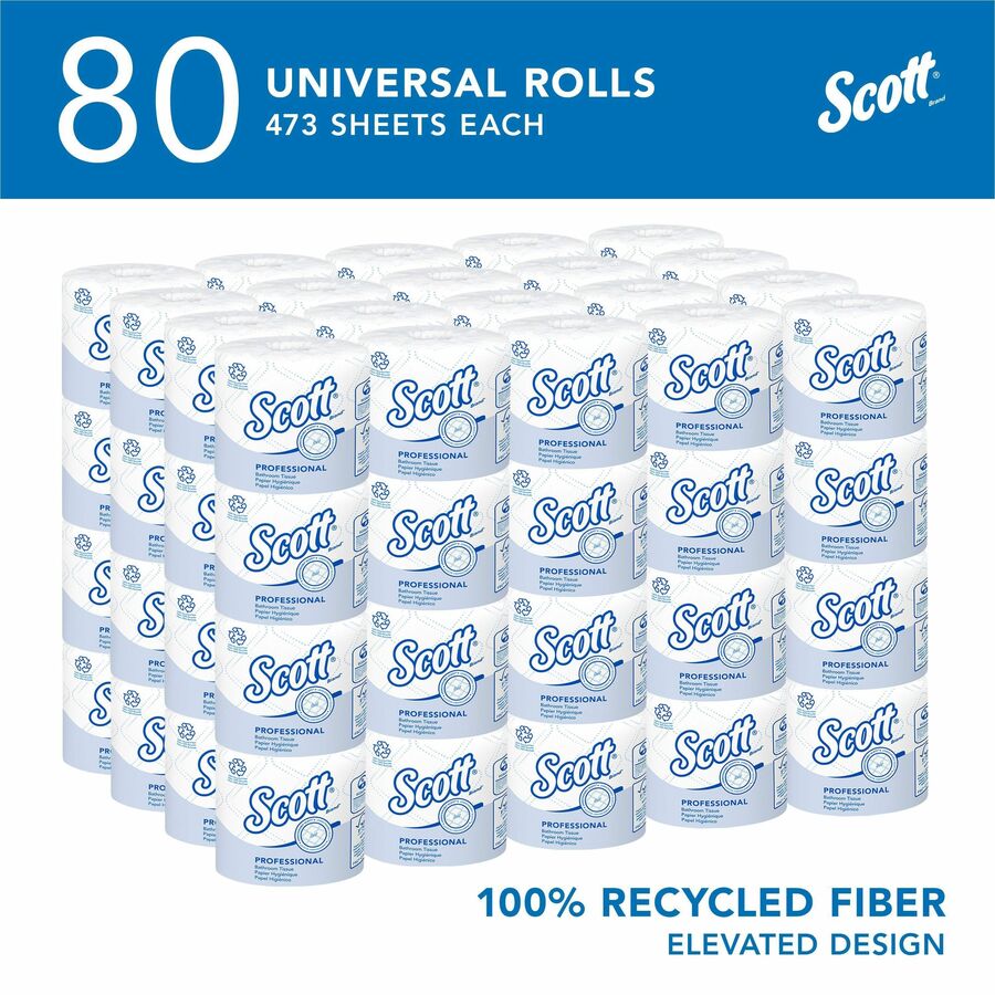 Scott Professional 100% Recycled Fiber Standard Roll Toilet Paper with Elevated Design