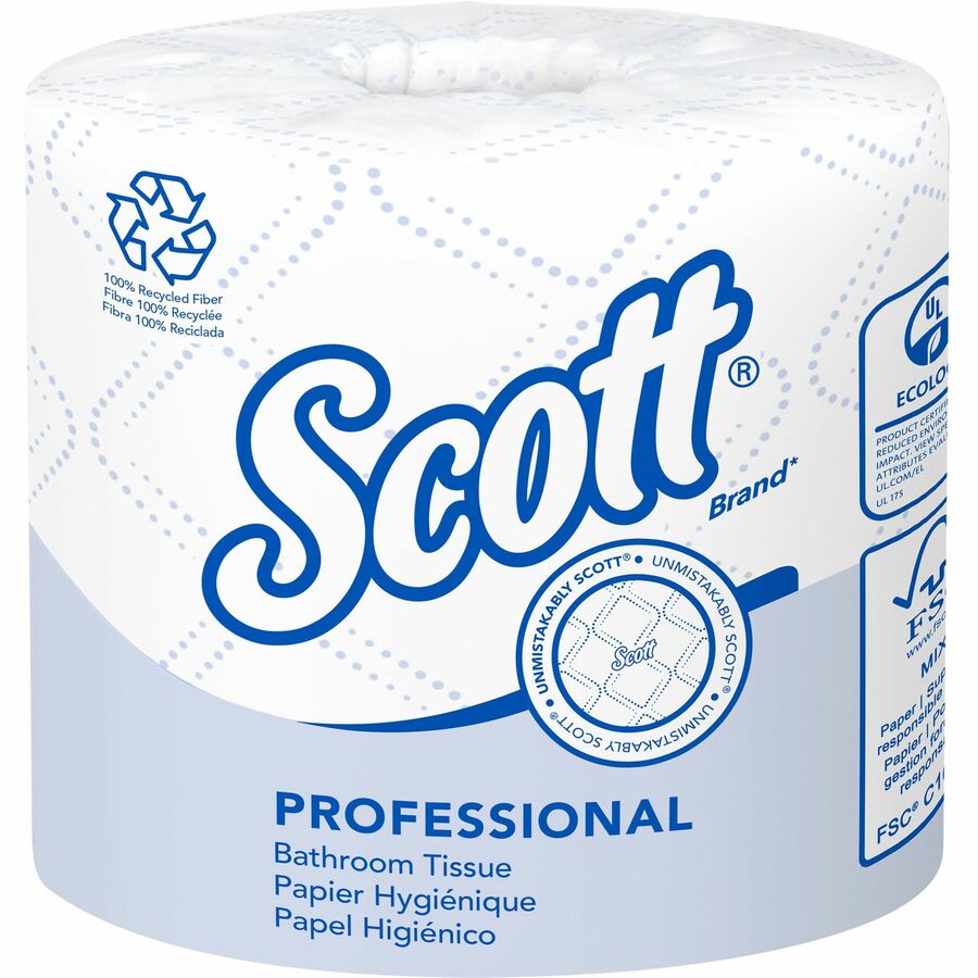 Scott Professional 100% Recycled Fiber Standard Roll Toilet Paper with Elevated Design